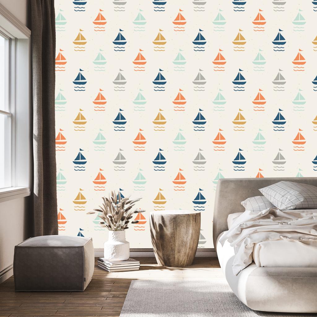Colorful Sailboats Wallpaper for Living Room and Bedroom 50x1000