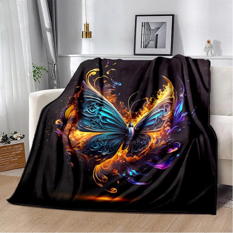 HD Fantasy Butterfly Flower Cartoon Blanket,Soft Throw Blanket for Home Bedroom Bed Sofa Picnic Travel Office Cover Blanket Kids
