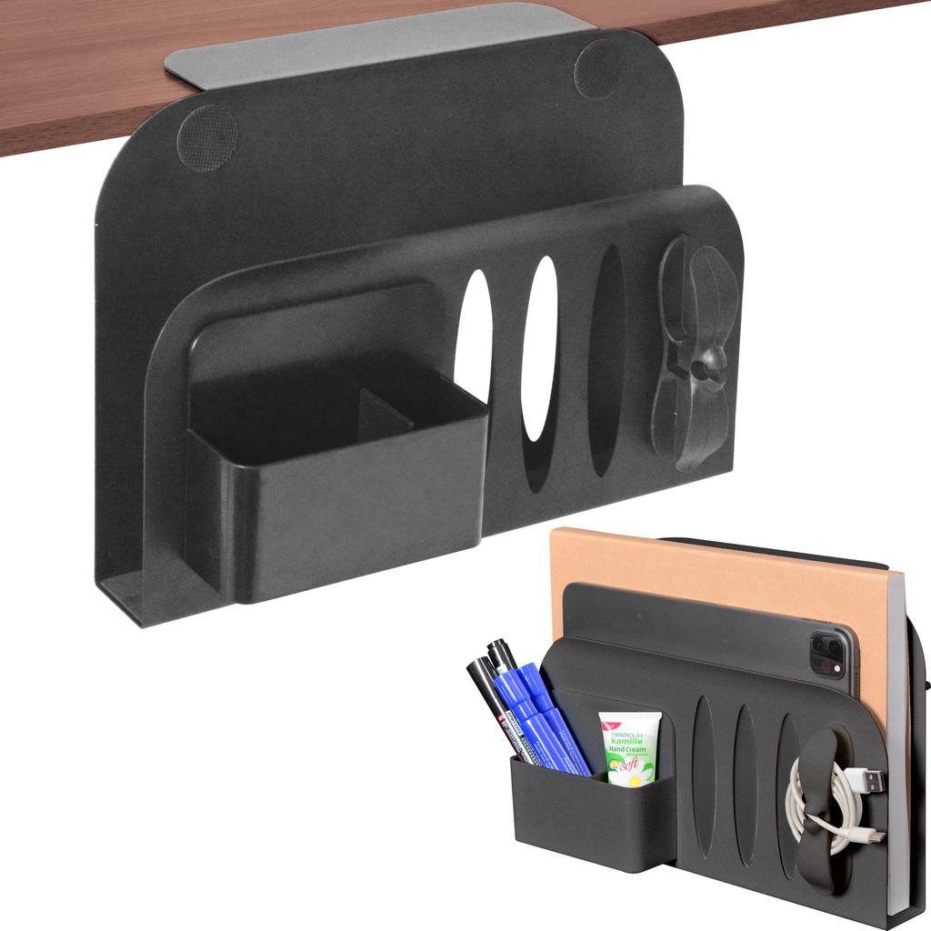 EX SPACE Desk Side Storage Rack, Desk Storage, Laptop Stand, Vertical Storage, Under-Desk Storage, Clamp-on Organizer, 5kg Weight Capacity, Non-Slip