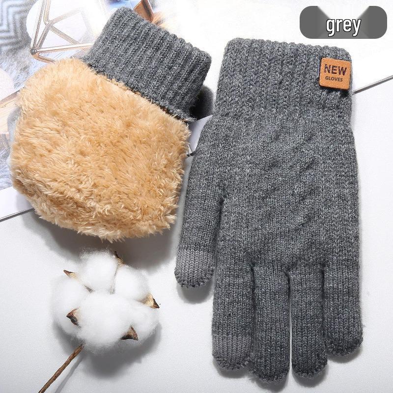 2025 Men's Classic Touchscreen Alpaca Wool Fleece-lined Thick Knit Gloves