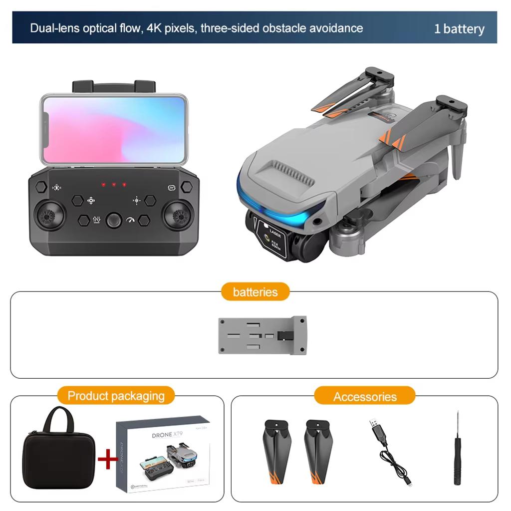 New XT9 Drone 4K Dual HD Camera 360 Degree Obstacle Avoidance 5G WiFi Mini Drone Remote Control Quadcopter Toy Gift