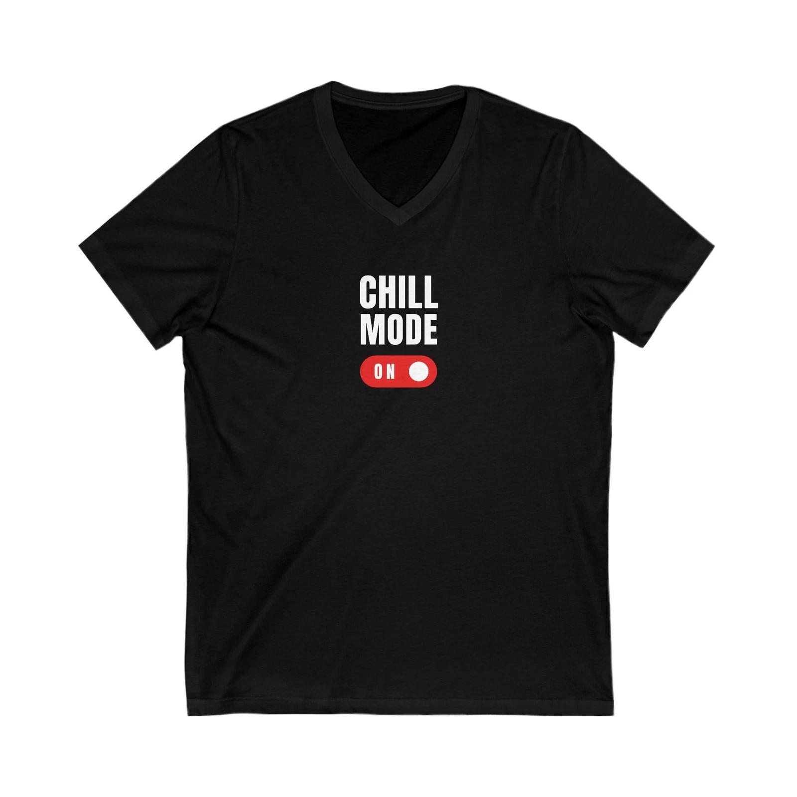 Chill Mode Unisex V-Neck Tee, Relaxation Shirt, Casual Attire, Gift for [...] L