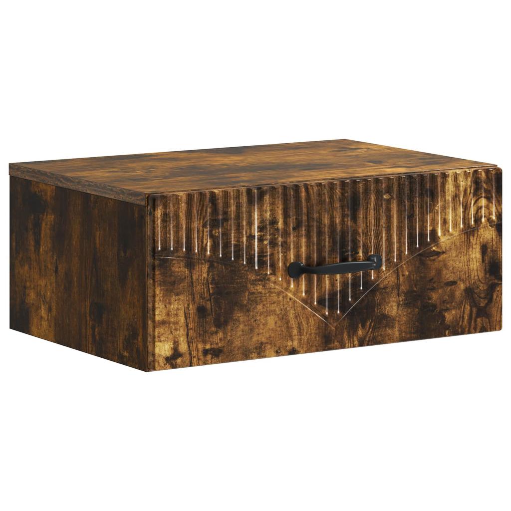 Wall Mounted Nightstand Smoked Oak 49 x 34.5 x 20 cm