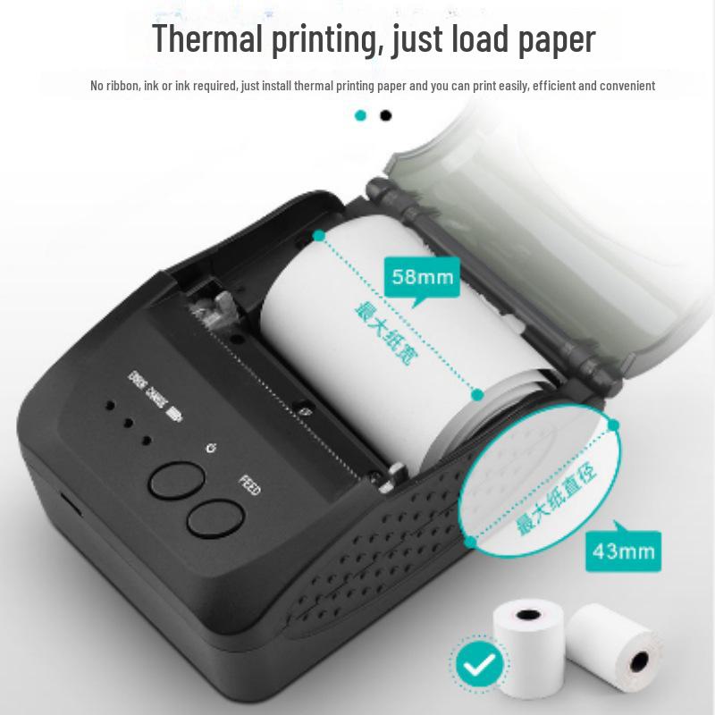 POS-5809 Portable 58mm Wireless Bluetooth Thermal Receipt Printer, Compatible with Takeaway Software