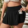 2024 Plus Size High Waist Boyleg Skirted Bikini Swim Trunks - Solid Color Women's Swimsuit
