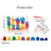 Wooden Children's Colorful Color Sorting Toys, Rainbow Sets of Columns, Shape Stringing Matching, Educational Building Blocks