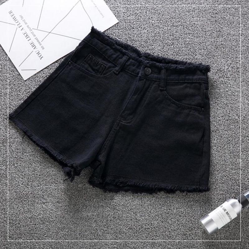 

Женские летние джинсовые шорты с широкими штанинами на каждый день 2025 - А-силуэт, стройнящие, тренд необработанного края 26 чёрный