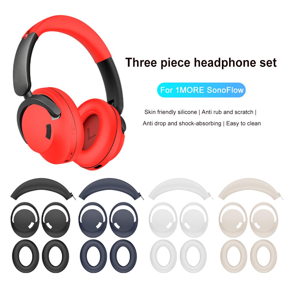 Housse en Silicone Anti-Choc Housse pour Coussinets d'Oreille/Coussinets d'Oreille/Arceau Protections d'Arceau pour Casque 1MORE SonoFlow