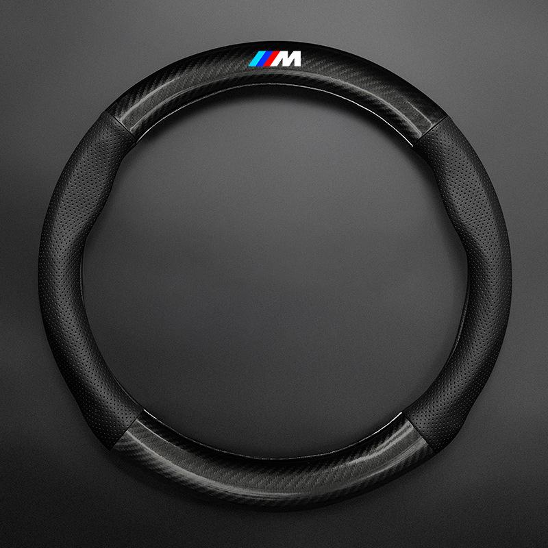 IVZR8 Car Steering Wheel Cover Carbon Fiber Leather Three-dimensional Anti Slip, Timple And Fashionable For BMW M Performance POWER