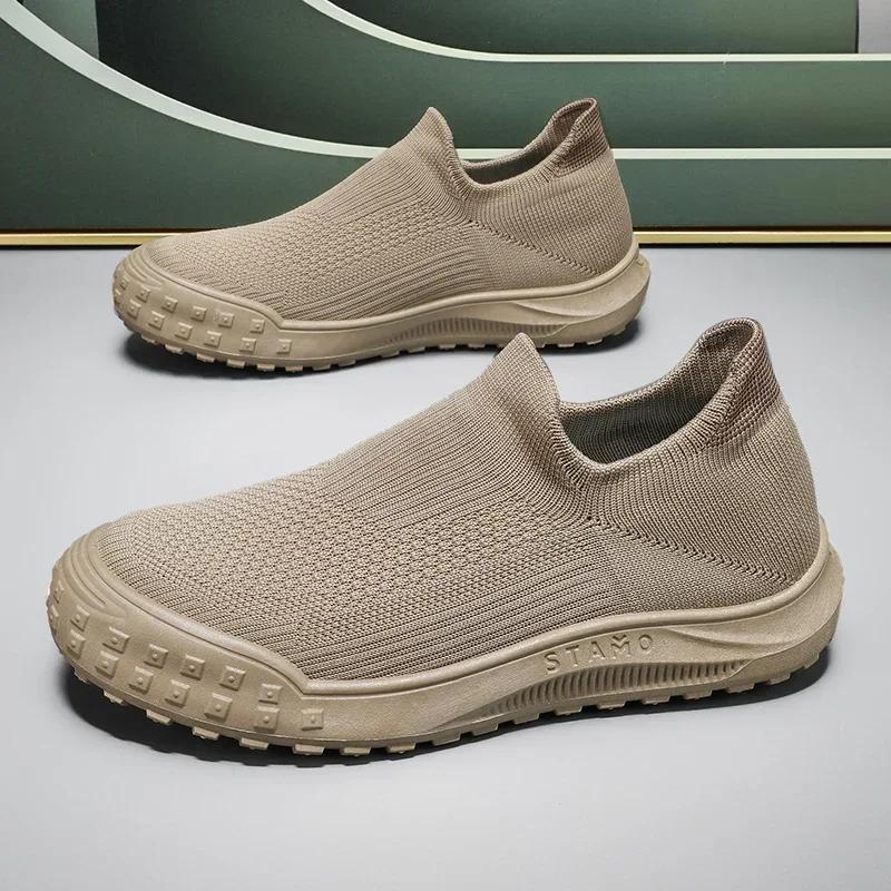 2024 New Men's Sneakers Breathable Lightweight Mens Casual Running Shoes Non Slip Mesh Men Socks Shoes Comfortable Lazy Sneakers