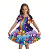 3D Digital Print Short-Sleeve Dress - Summer Birthday Dress with Random Themed Patterns (Castle,,)