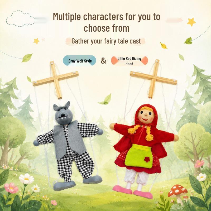 Educational Big Bad Wolf Puppet with Movable Joints for Parent-Child Storytelling Fun