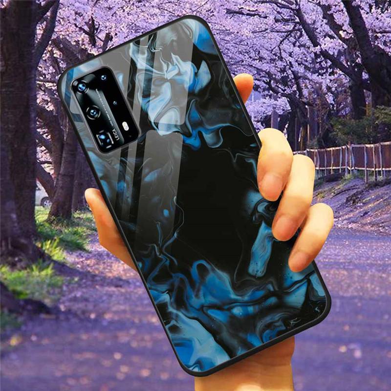 For Huawei P40 Lite / P40Pro Case P 40 Tempered Glass Starry Marble Hard Back Cover for Huawei P40 Pro / P40Lite E Cases Coque