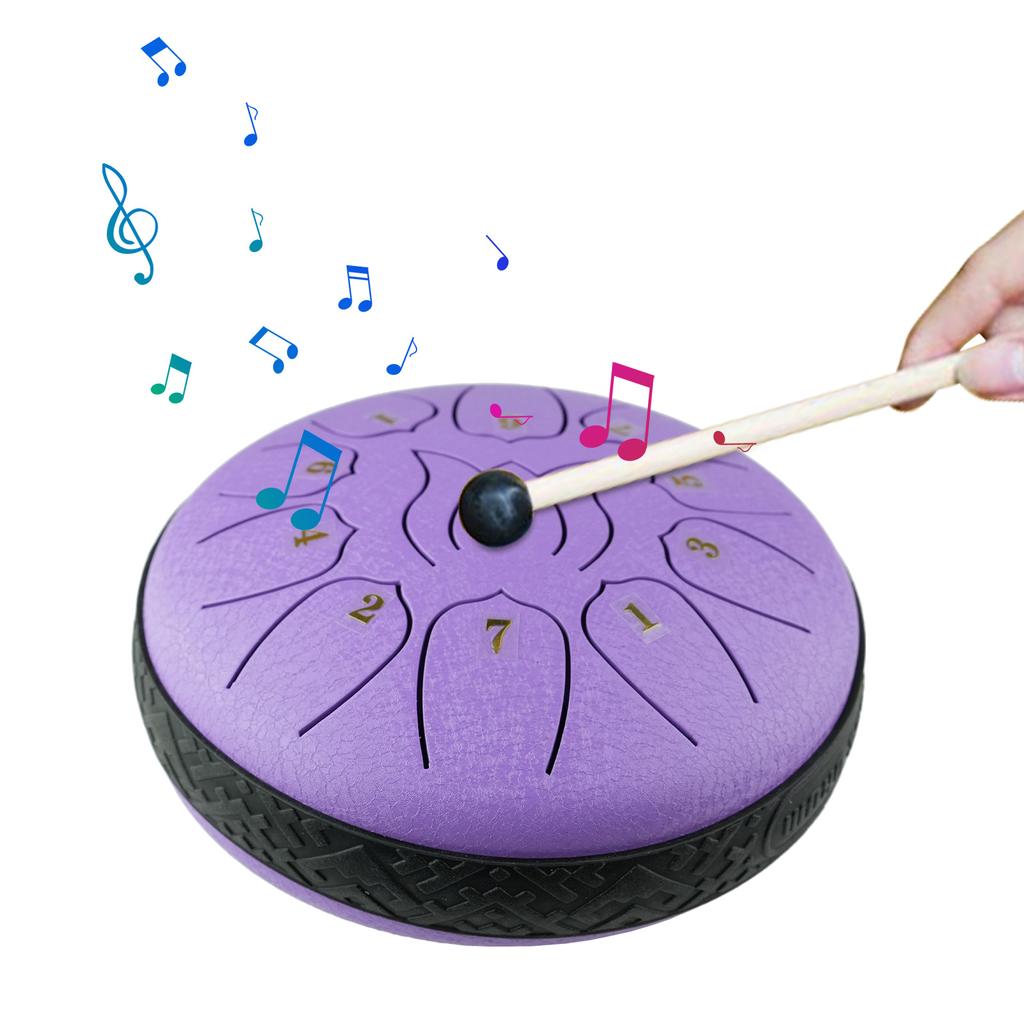 6 Inch Steel Tongue Drum 11 Notes Rain Drum Portable Percussion Instrument with Drum Mallets for Meditation Yoga