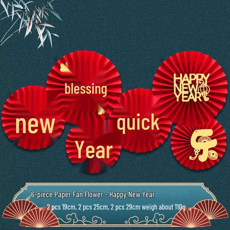 Chinese New Year Festive Paper Fan Decoration Set