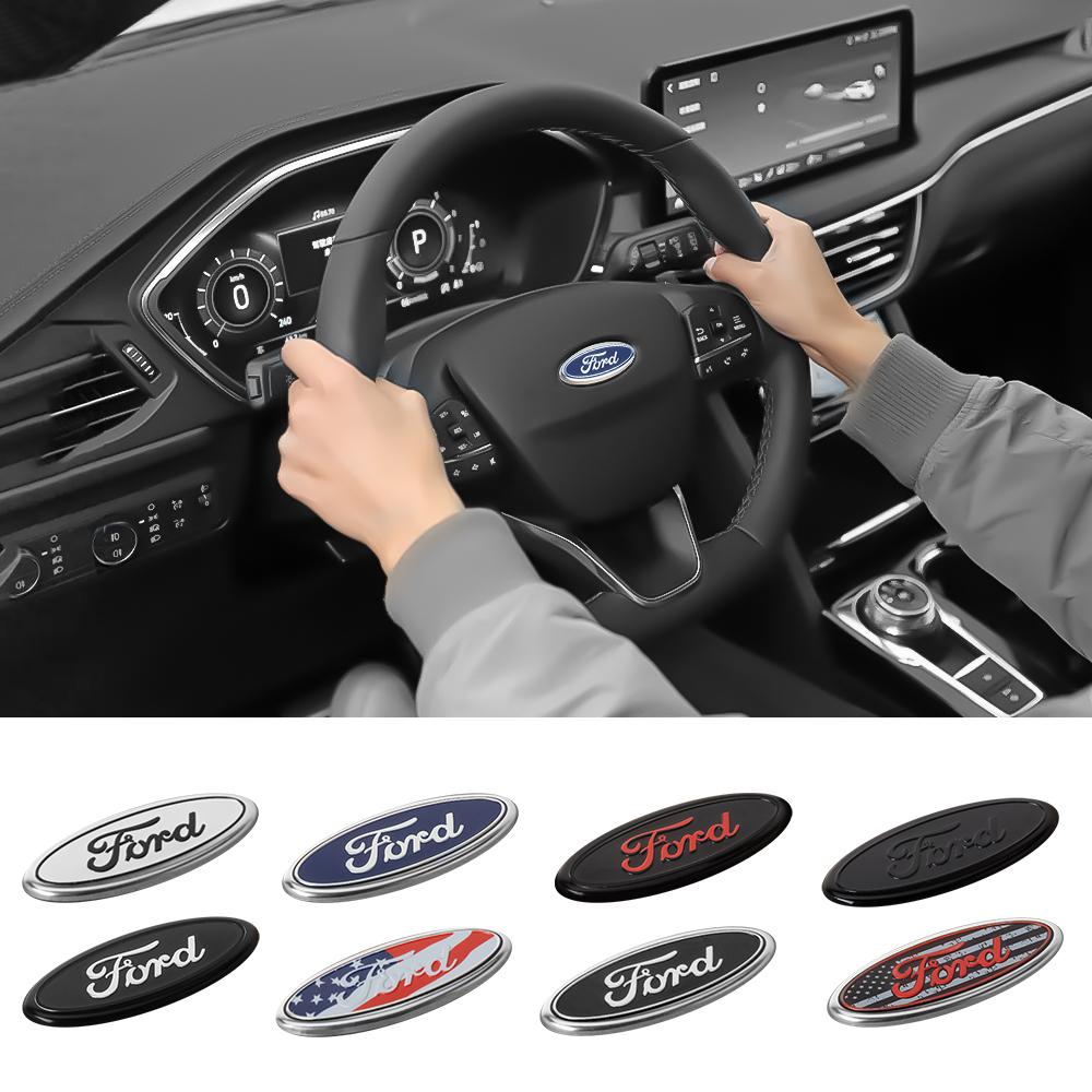 Car Steering Wheel Center Badge Cover Emblem Decorative Stickers For Ford Focus Mk2 Mk3 Fiesta Mk7 Ranger Mondeo Mk4 S-MAX Kuga