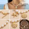 Trendy Elegant Imitation Pearl Metal Pendant Necklace for Women Ocean Shell Starfish Conch Choker Necklace Vacation Jewelry Gift
