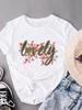 (Asian Size) butterfly flower sweet Short Sleeve T-shirts T shirt Print Women's Top O-neck  Fashion Female Casual Clothing Graphic Tee