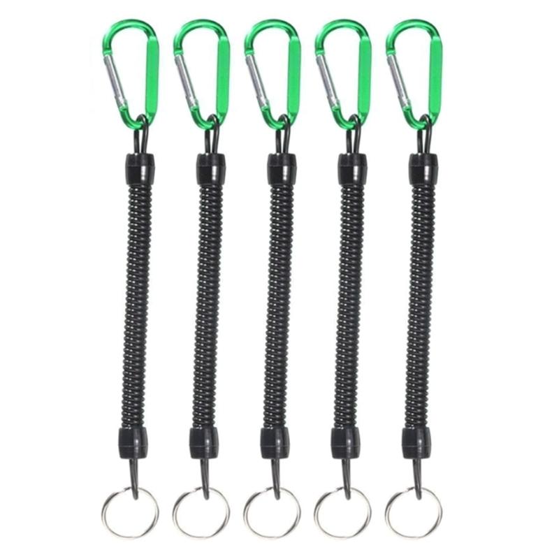 5Pcs Coiled Fishing Lanyards with Carabiner Retractables Fishing Lanyards  Coiled Tethers Secure Tackle Tool Easily Use