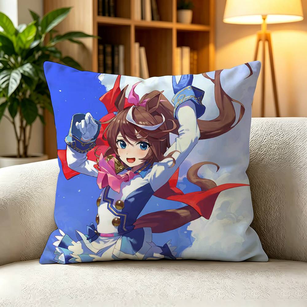 UUmamusume Pretty Derby Uma Musume Game Square DoubleSided printed Pillow Case Bedroom Bedside Pillow Sofa Cushion Cover