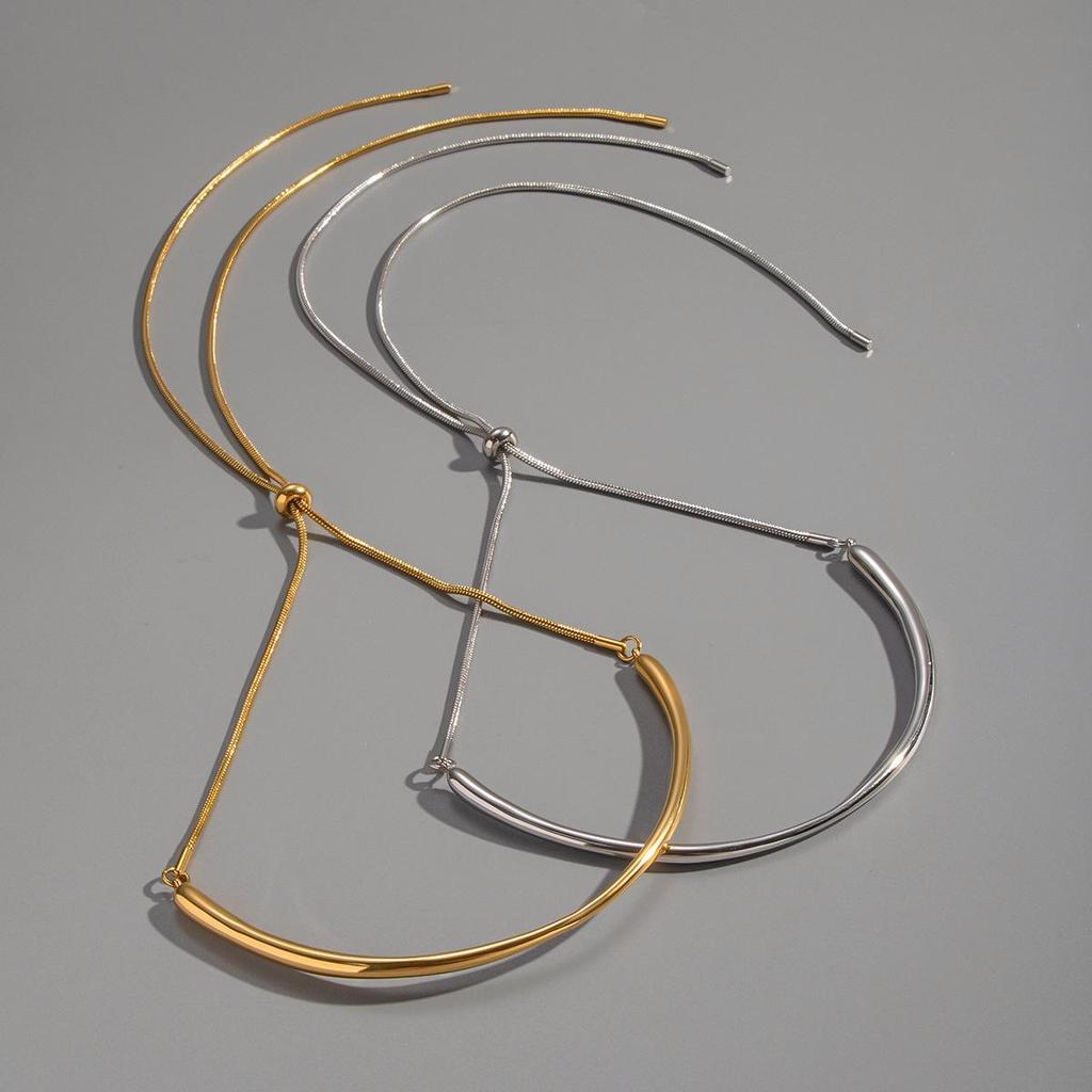 Xia Ling High-End Titanium Steel Adjustable Snake Chain Necklace - Non-Fading Fashion for Women