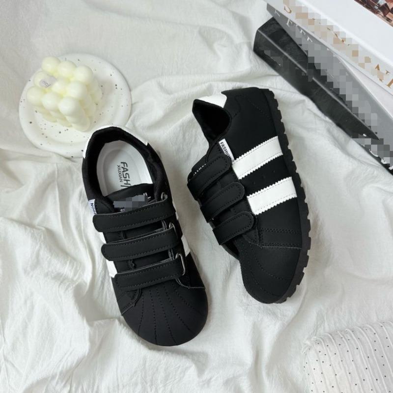 Autumn leather women's new Velcro little white shoes small thick-soled big head sports and leisure shoes
