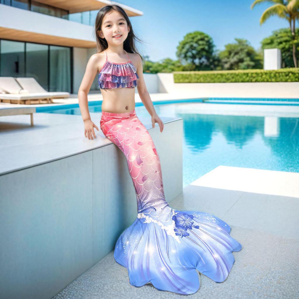 Girls' Mermaid Tail Swimsuit Bikini Set - Princess Swimwear