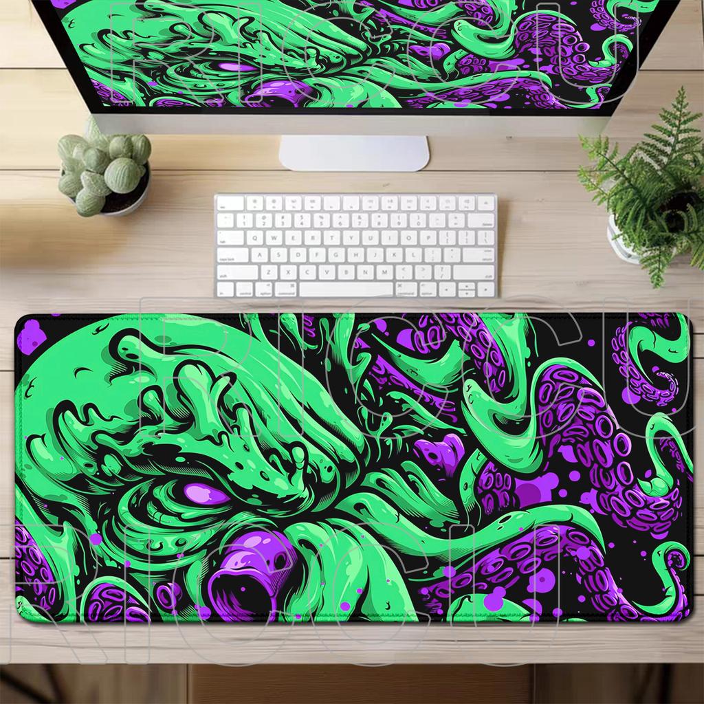 Oktopus Meeresungeheuer Punk Mauspad Groß Gamer Tastatur Schreibtischmatte Computer Gaming Matte XXL Erweitert 30x60cm Büro PC Zubehör
