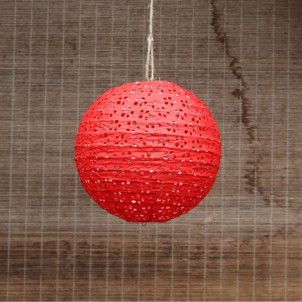 Hollow Out Chinese Paper Lanterns Round Handheld Lantern Photo Prop Lantern Wedding Party Decor красный