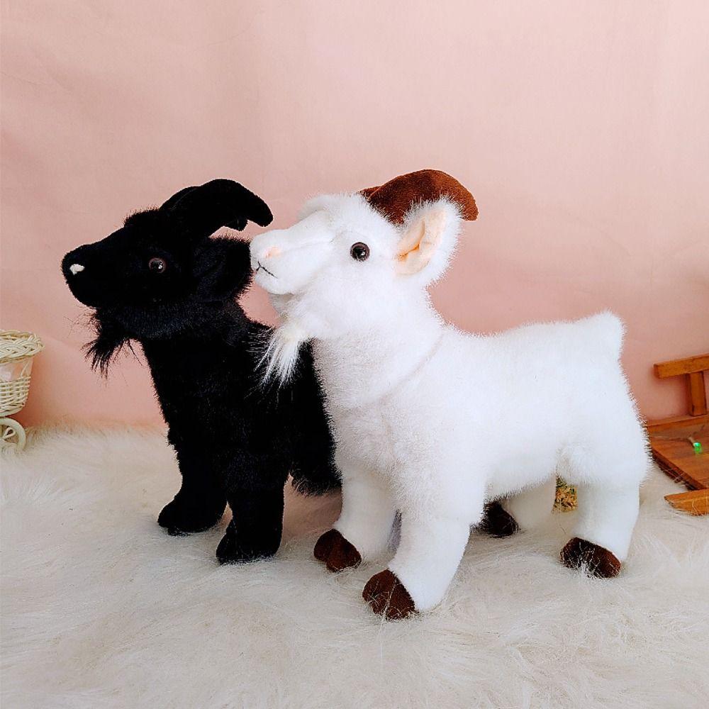 Fluffy Horned Sheep Plush Toys PP Cotton Baby Goat Keychain Baby Goat Plush Doll  Room Decoration