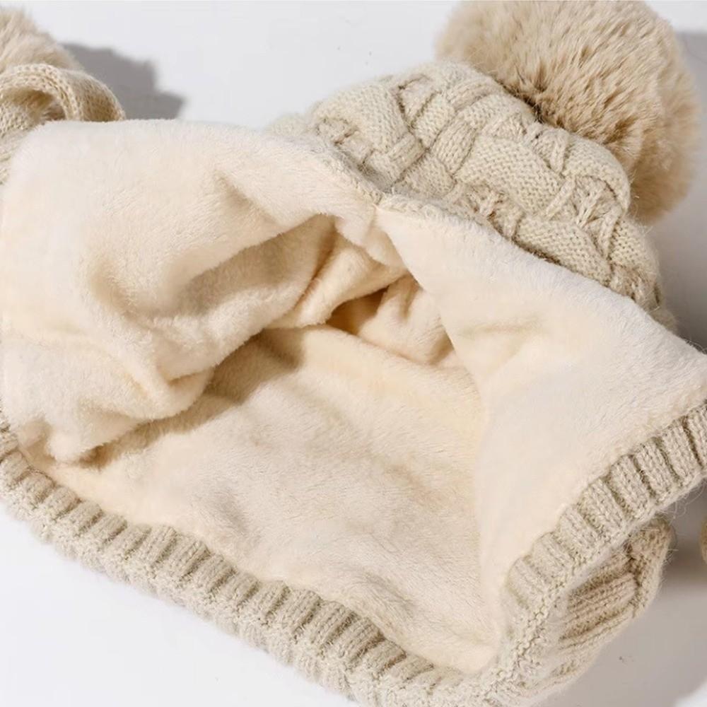 Warm Lining Pullover Cap Pom Pom Ball Woolen Hat New Beanie Hat Women