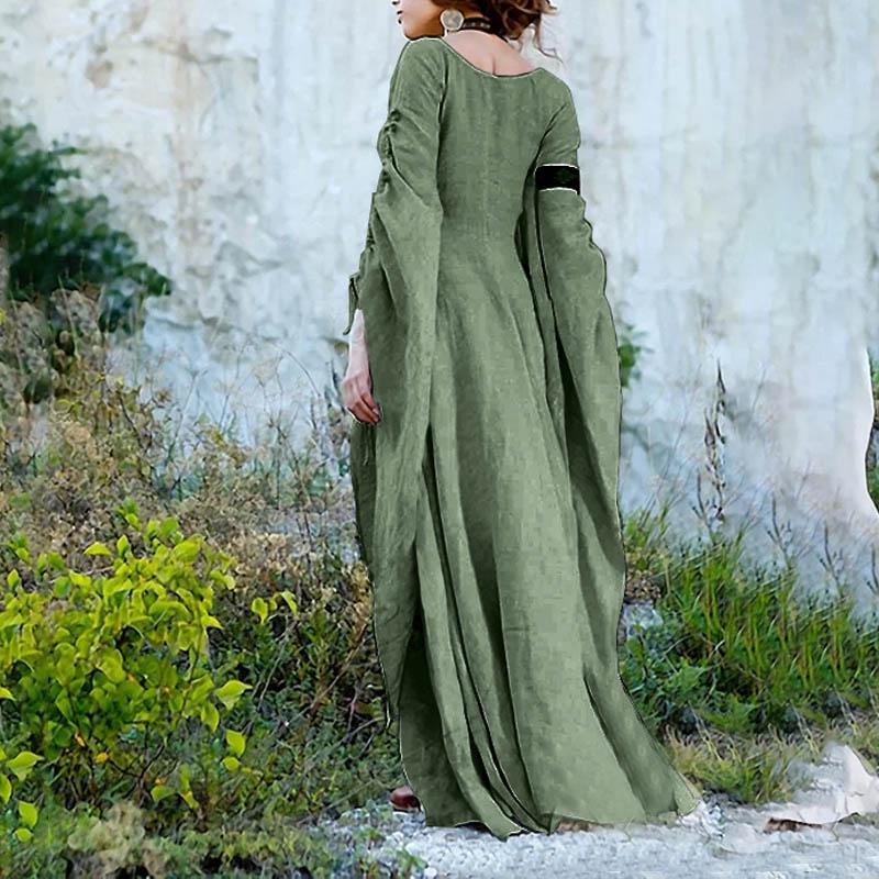green emerald velvet dress Women's Amalia Medieval Dress - Natural/Green, Size: X-Large