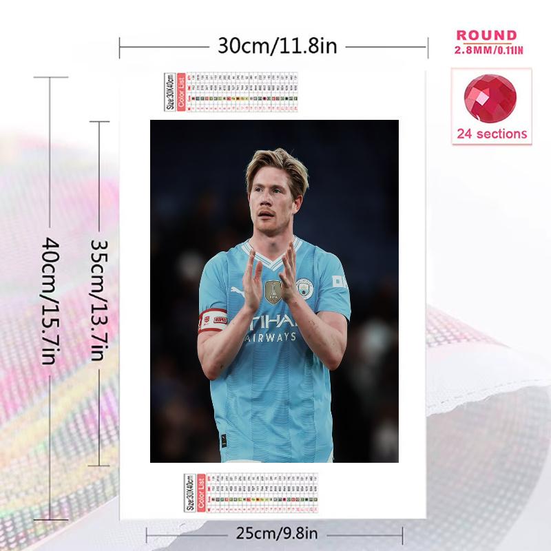 De Bruyne Pattern 3pcs 100% Round Full Drill 5D DIY Diamond Painting Embroidery Cross Stitch Rhinestone Décor
