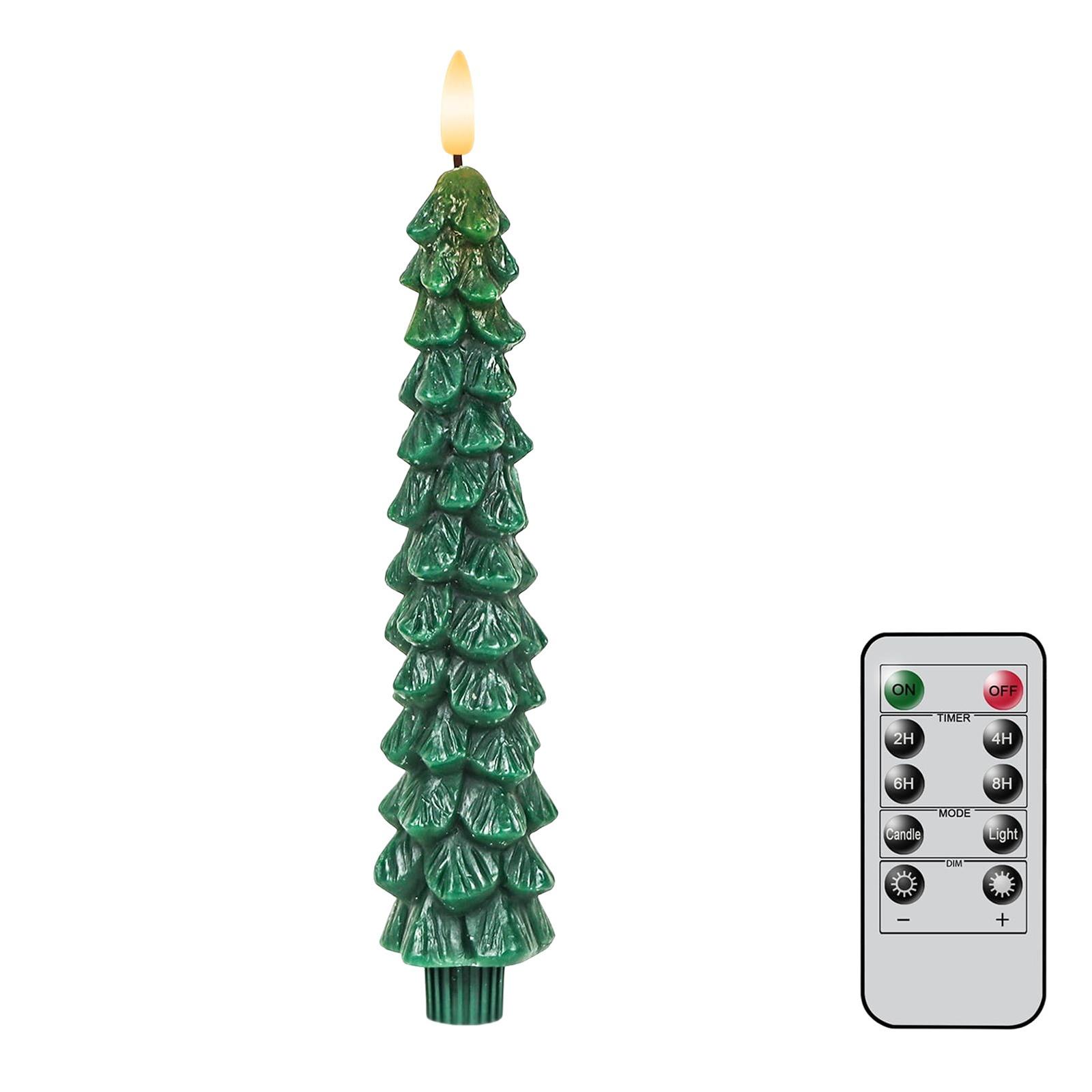 

Christmas Tree Flameless Taper Candle With Remote Control Timer Flashing Christmas Home Wedding Decoration One Size