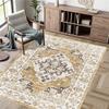 Bohemian Vintage Area Rug Washable Soft Ethnic Style Floor Carpet Non‑Slip Decor Rug for Living Room Bedroom Kitchen Home