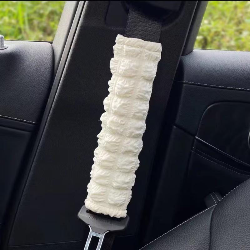 Cute Pink Bow Puff Plush Car Seat Belt Cover Soft Seatbelt Shoulder Pad Protector Auto Neck Support Cushion For Women Girls