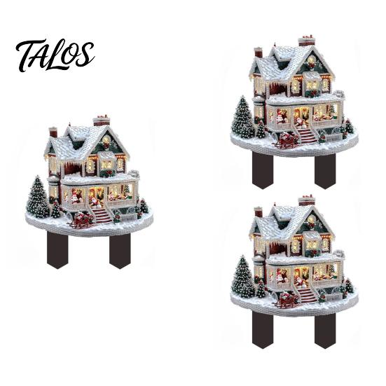 Garden Ornament for Christmas Snowy Cottage Stake, Acrylic Yard Sign, Durable Outdoor Festive Decor Winter Lawn Holiday Decoration Stake