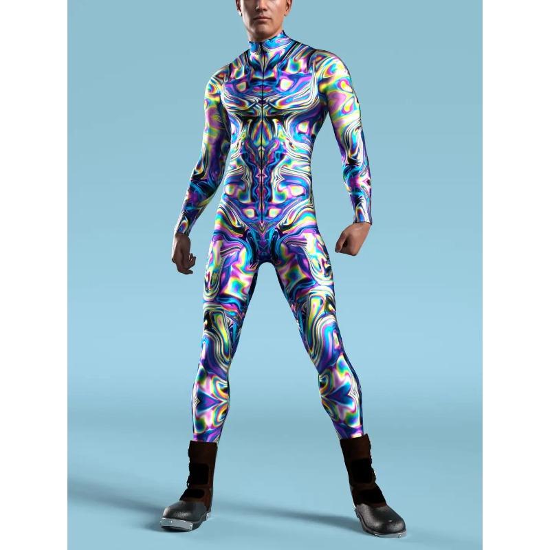 

Взрослый мужской комбинезон на молнии, машинная 3D-печать, комбинезон для игры, вечеринки, костюм зентай, мужской косплей-боди, костюмы роботов для рейв-фестиваля 4XL