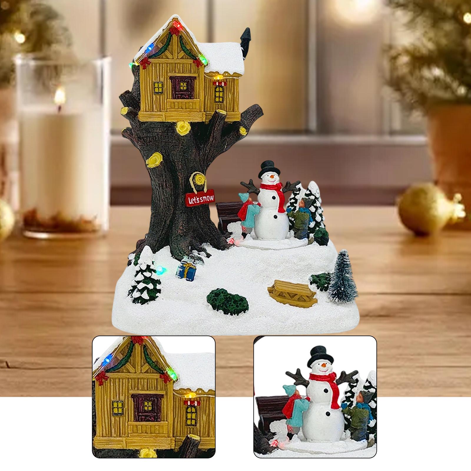 Lighted Christmas Village House Figurine Christmas Decoration Table Centerpiece for Office Bedroom Festival Indoor Xmas Decor разноцветный