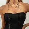 Salircon Vintage Lyxig Kristallhänge Halsband Dam Lång CCB Pärlad Blomkedja Tröjkedja Y2K Fest Smycken Tillbehör