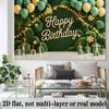 Green Happy Birthday Banner, Fresh Photo Backdrop Wall Decor for Party