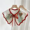 Versatile Printed Fake Collar Convenient Detachable Collar Shawl with Shoulder Straps Vintage Lace Ladies False Blouse Collar