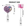 Glitter Heart Acrylic Badge Reel Retractable Name Tag Alligator Clip ID Card Holder for Nurse Office Work Doctor