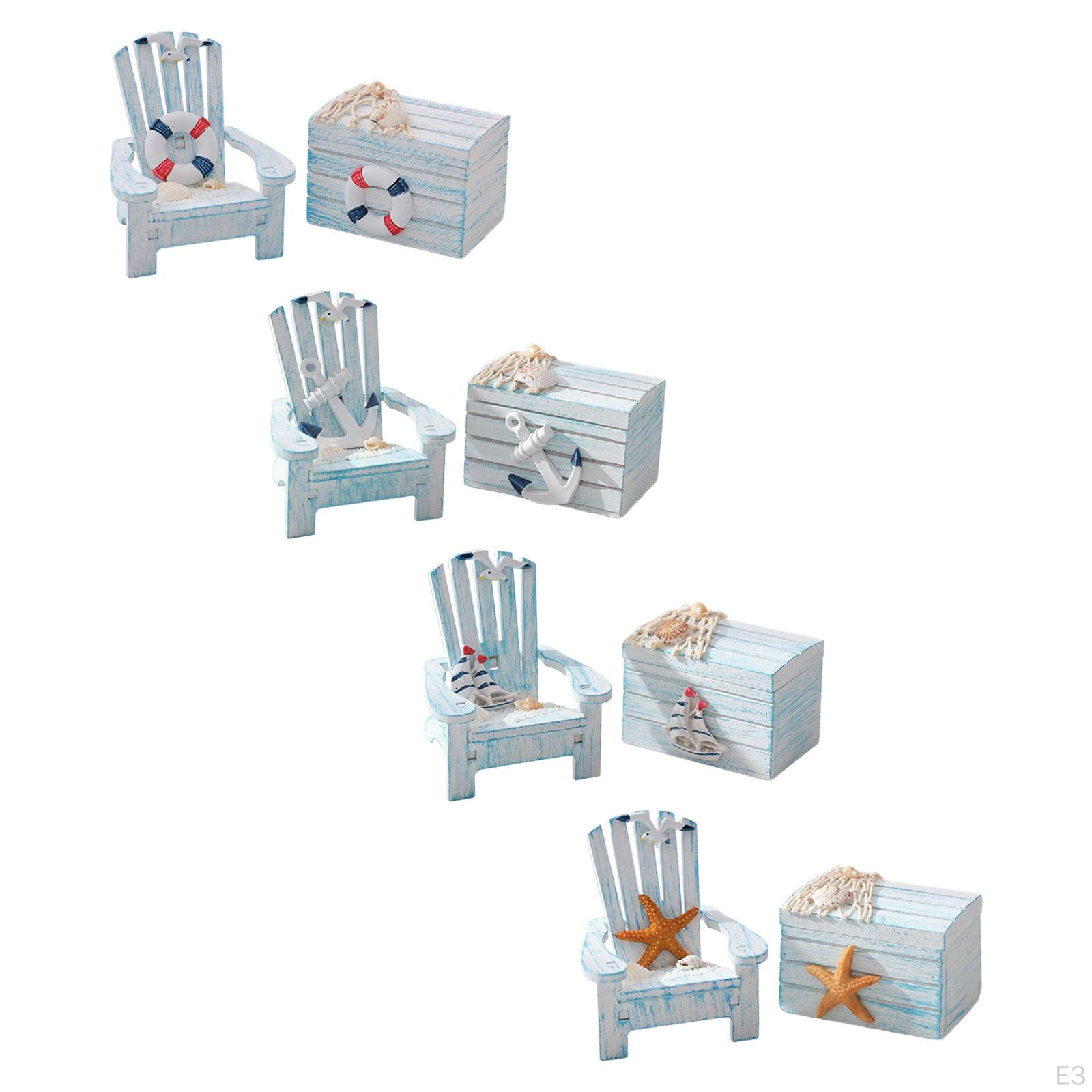 2 мини-миниатюрных стула и сундука в морской тематике — фото 3