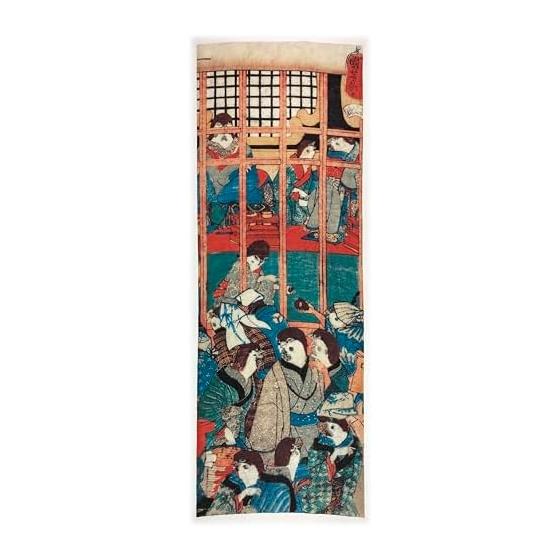 Kuniyoshi Utagawa Sparrows Nesting Temporarily Ukiyo-e Tenugui (Hand Towel) - Large Print, 100% Cotton, Made in Japan