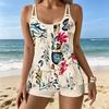 Women's Swimwear Tankini 2 Piece Swimsuit Vacation Flowers  Plant Print Vacation Bathing Suits
