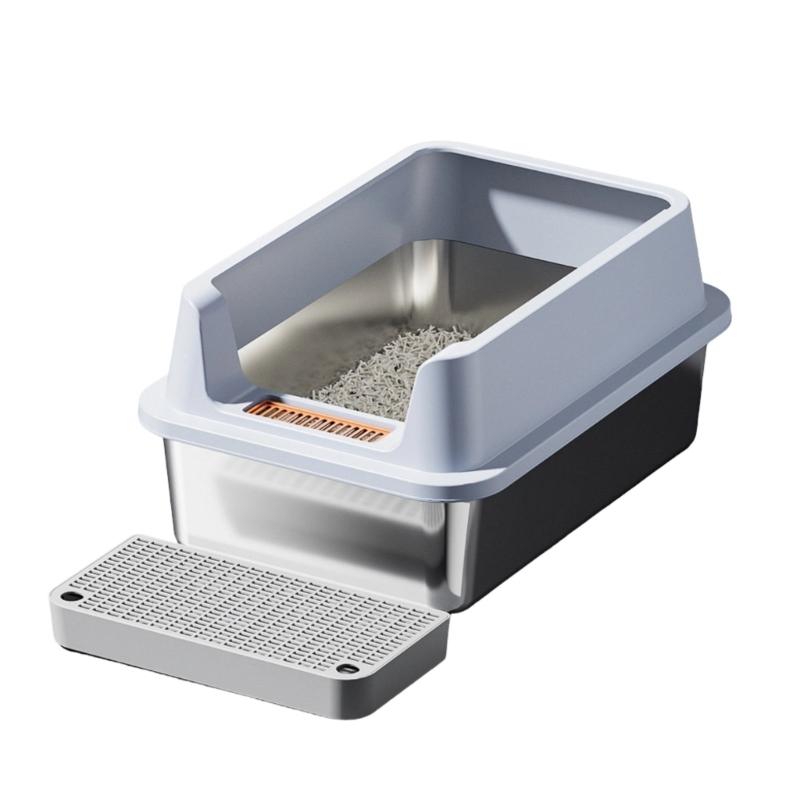 

Stainless Steel Litter Box with Deep Basins and Filter Pedals to Reduce Litter Tracking Cats Toilet for Clean Environment 50CM 15CM basin