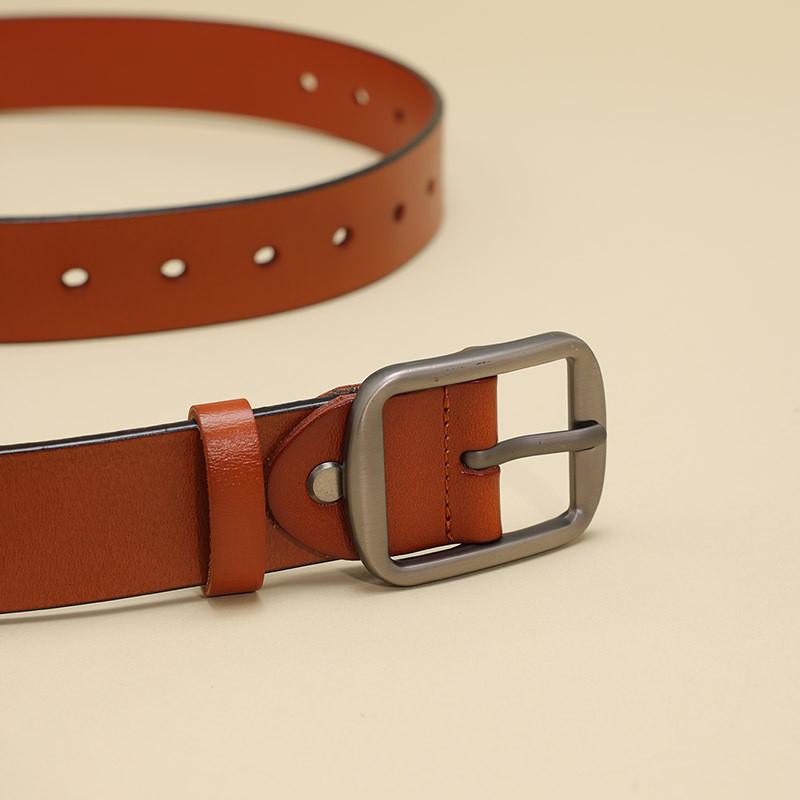 Cowhide Leather Stylish Belt For Men And Women Business Casual With Metal Pin Buckle For Use Daily