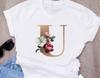 Custom Name Letter Combination Women S High Quality Printing T Shirt Flower Letter Font A B