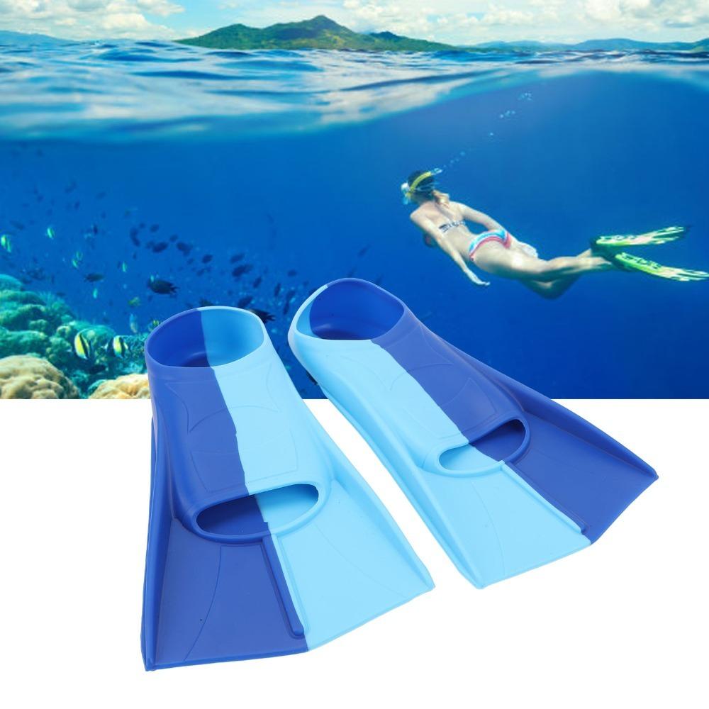 2PCS Anti-Slip Swimming Training Flippers Blue Short Blade Fins Swim Fins for Diving Breaststroke